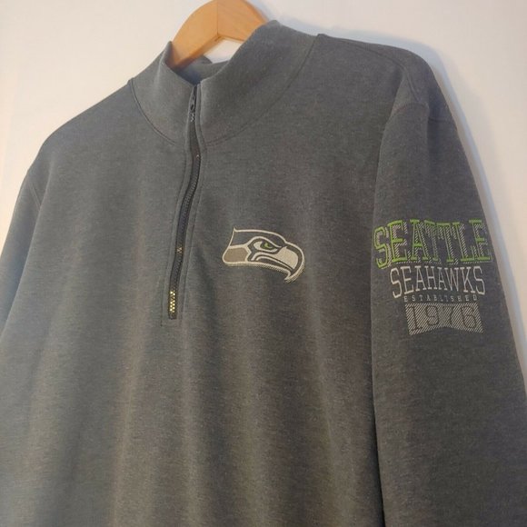 Seattle Seahawks Mens 2X Shirt Pullover 1/4 Zip Long Sleeve Gray 47 Forward NFL - Picture 3 of 9